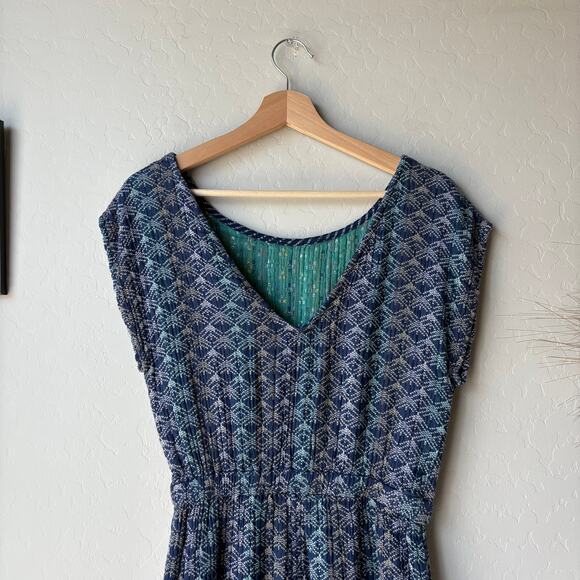 Ace & Jig Blue Woven Cotton Abstract Print‎ Short Sleeve Relaxed Jumpsuit Size S - Picture 7 of 8
